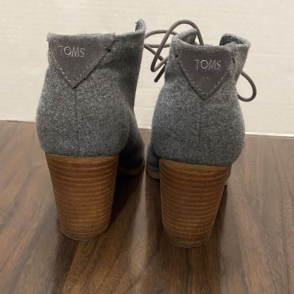 Toms Charcoal Chunk Heeled Lace Up Ankle Boots - Picture 5 of 10